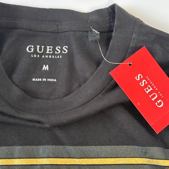 Guess Los‎ Angeles Mens Logo Tee T-Shirt Crew Neck Short Sleeve Black Medium - Picture 4 of 4